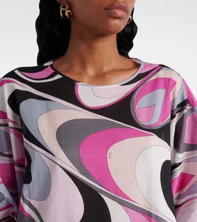 Pucci Wave Print Cotton Kaftan In Black