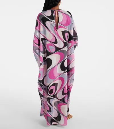 Pucci Wave Print Cotton Kaftan In Black