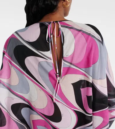 Pucci Wave Print Cotton Kaftan In Black