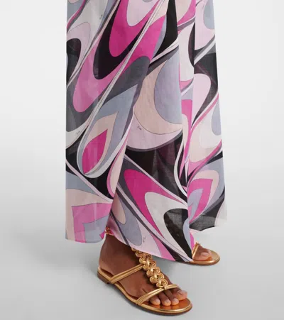 Pucci Wave Print Cotton Kaftan In Black
