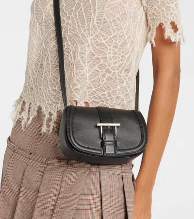 Alexander Mcqueen Mini T-bar Leather Shoulder Bag In Black