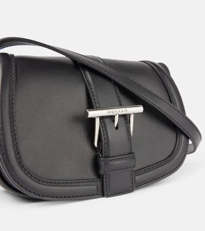 Alexander Mcqueen Mini T-bar Leather Shoulder Bag In Black