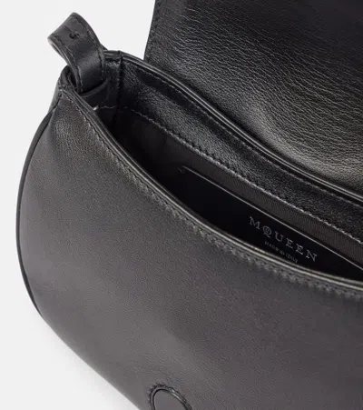 Alexander Mcqueen Mini T-bar Leather Shoulder Bag In Black