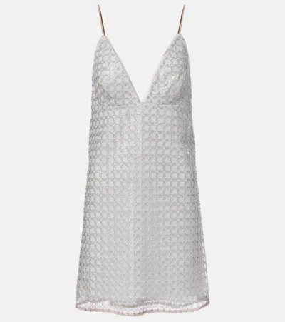 Rotate Birger Christensen Rotate Beaded' Light Blue Polyester Dress In Silver