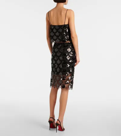 Rotate Birger Christensen Rotate Birgerchristensen Sequins Crop Top In Black