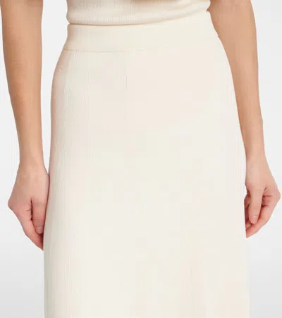 Zimmermann Illuminate Pleated Ribbed-knit Midi Skirt In White