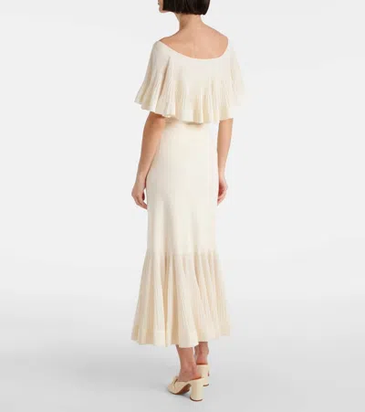 Zimmermann Illuminate Pleated Ribbed-knit Midi Skirt In White