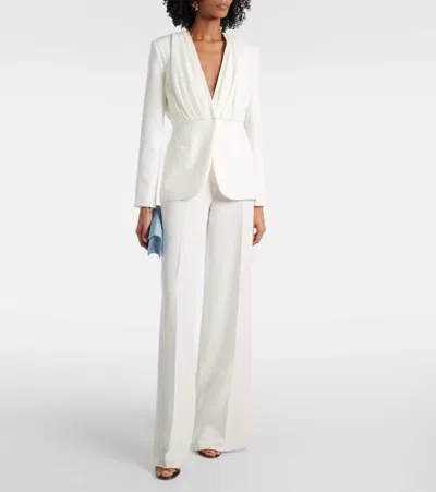 Max Mara Gradi Draped Crêpe Jacket In White