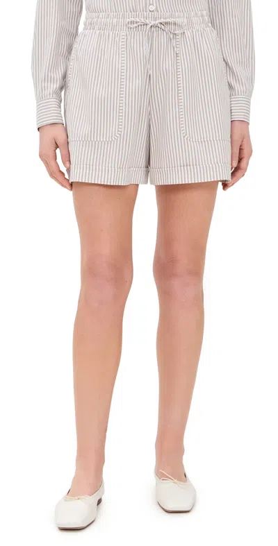 Splendid X Cella Jane Poplin Stripe Shorts Wood/white In Wood/white