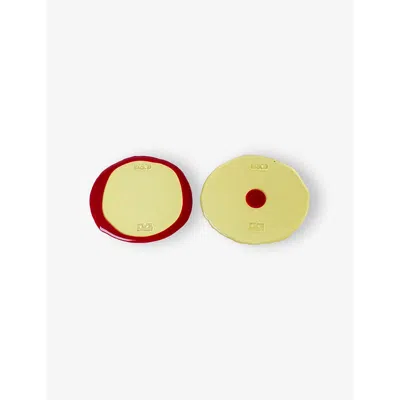 Corsi Design Table Mates Resin Coaster Set Of Two In Yellow And Matt Cherry
