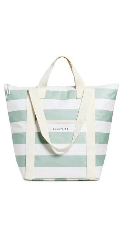 Sunnylife Cooler Tote Bag Sage Stripe