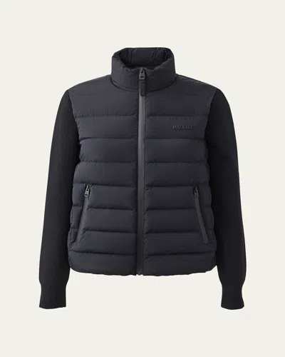 Mackage Oceane-city Light Down Mixed-media Puffer Jacket In Black