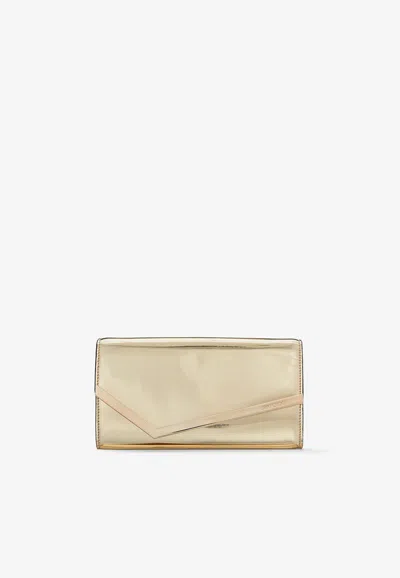 Jimmy Choo Emmie Clutch In Mirror Fabric In Gold