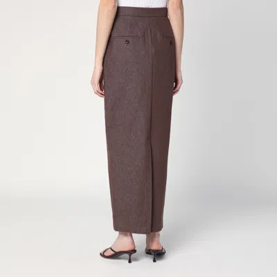 Max Mara Cotton With Denim Effect Long Skirt In Brown