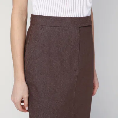 Max Mara Cotton With Denim Effect Long Skirt In Brown