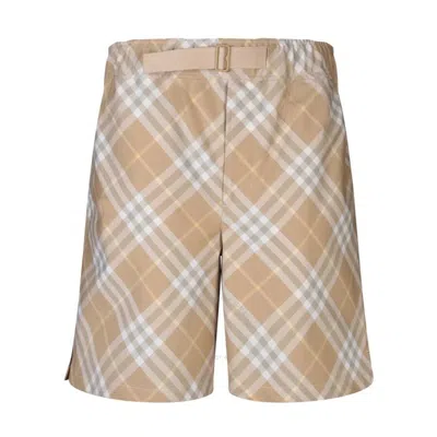 Burberry Check Print Swim Shorts In Flaxipcheck