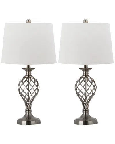 Safavieh Set Of 2 Lattice Urn Platinum-tone Table Lamps