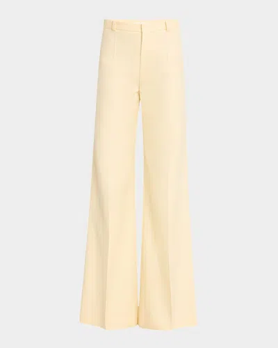 Chloé Chloe Women Cream Canvas Wide-leg Pant In Yellow