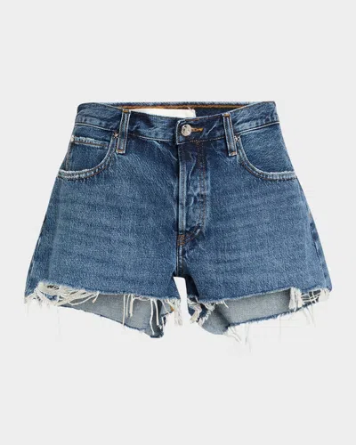 Frame Looped Five-pocket Frayed Hem Short In Rafael