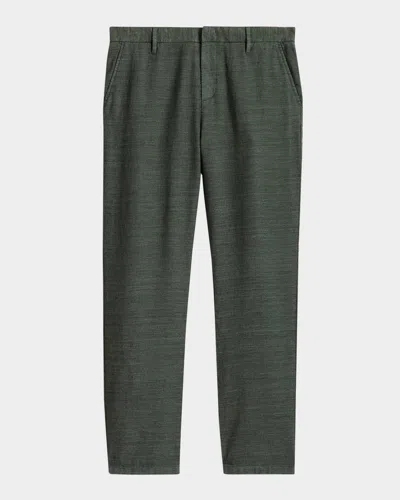 John Varvatos Flint Linen Blend Flared Leg Pants In Moss