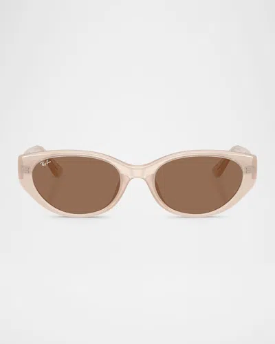 Ray Ban Rb4457d Bio-based Sunglasses Opal Beige Frame Brown Lenses 55-19 In Opal Beige