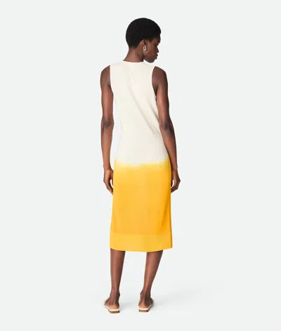 Bottega Veneta Viscose Overdye Dress In Chalk/mandarin