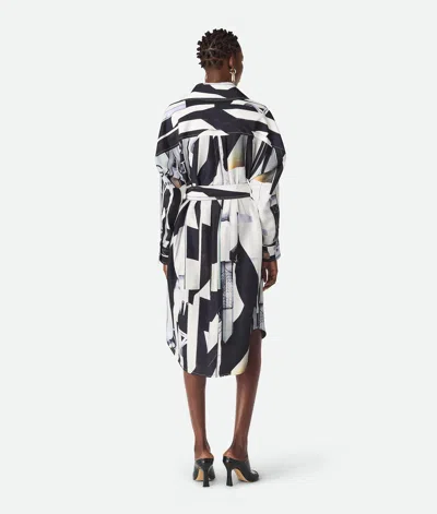Bottega Veneta Print Long Sleeve Silk Shirtdress In Multi
