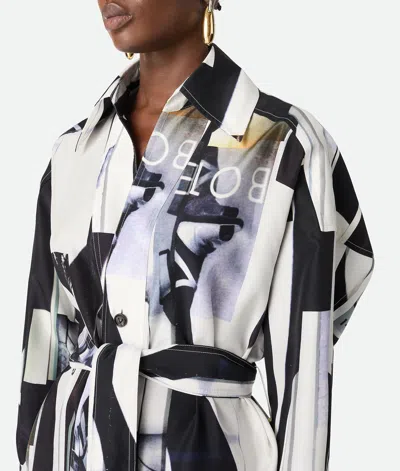 Bottega Veneta Print Long Sleeve Silk Shirtdress In Multi