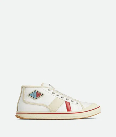 Bottega Veneta Summer Canvas Leather High-top Sneakers In White/sea Salt