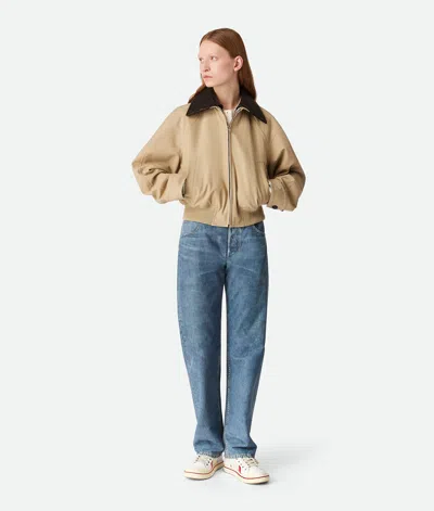 Bottega Veneta Summer Canvas Leather High-top Sneakers In White/sea Salt