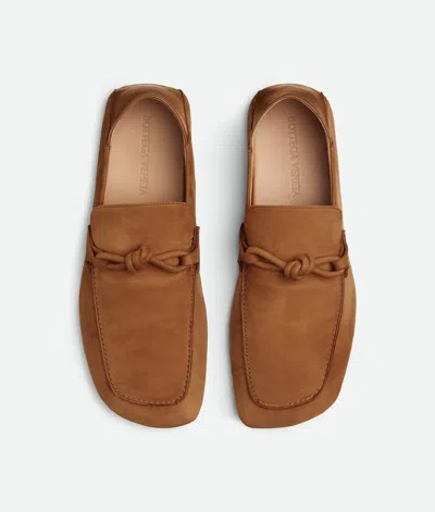 Bottega Veneta Camel Suede Daddy Loafers In Mire