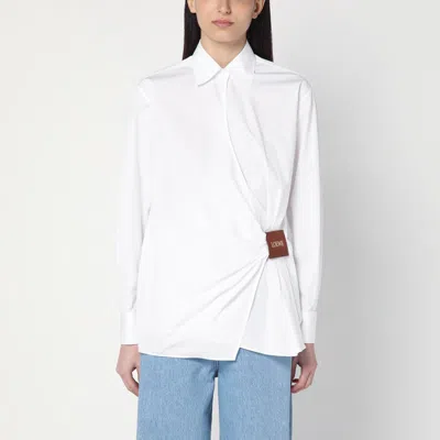 Loewe Draped Cotton Wrap Shirt With Collared Neck In Metal