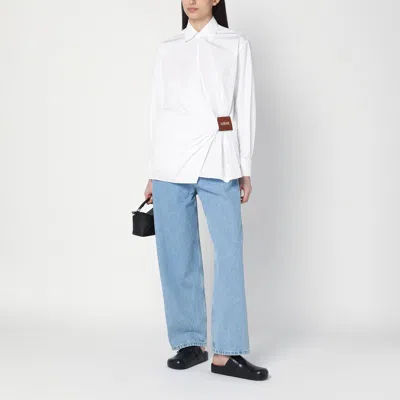 Loewe Draped Cotton Wrap Shirt With Collared Neck In Metal