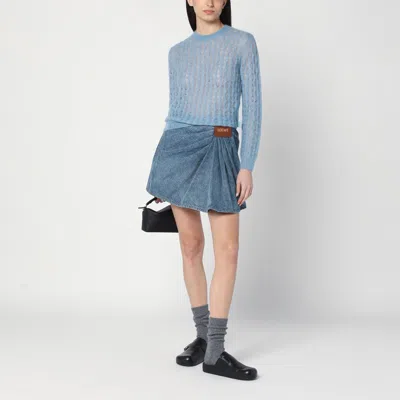 Loewe Mohair And Wool Blend Sweater Knitwear Light Blue In Blue