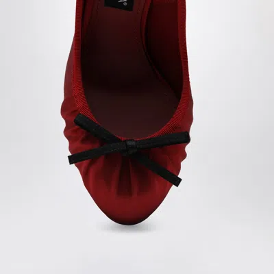 Dolce & Gabbana Satin Pumps With Platform Sole And Bow Detail In Red