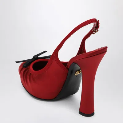 Dolce & Gabbana Satin Pumps With Platform Sole And Bow Detail In Red