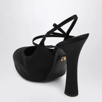 Dolce & Gabbana Vally 105 Satin Slingback Pumps In Black