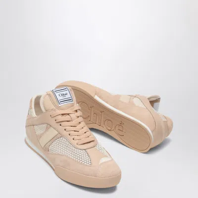Shop Chloé Kick Peachy Pink Sneaker In Mesh And Leather