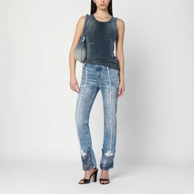 Diesel Bootcut Jeans D-ginna Blue Washed Effect In Blue