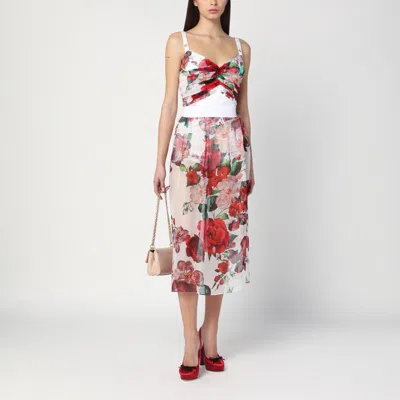 Dolce & Gabbana Multicolor Skirt With All-over Floral Motif In Silk Woman In Multicolor