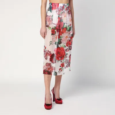 Dolce & Gabbana Multicolor Skirt With All-over Floral Motif In Silk Woman In Multicolor