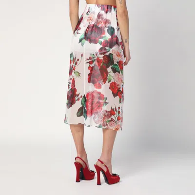 Dolce & Gabbana Multicolor Skirt With All-over Floral Motif In Silk Woman In Multicolor