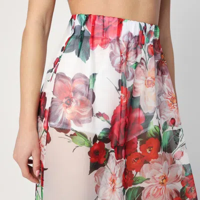 Dolce & Gabbana Multicolor Skirt With All-over Floral Motif In Silk Woman In Multicolor