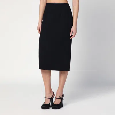 Dolce & Gabbana Gabardine Virgin-wool Midi Skirt In Black