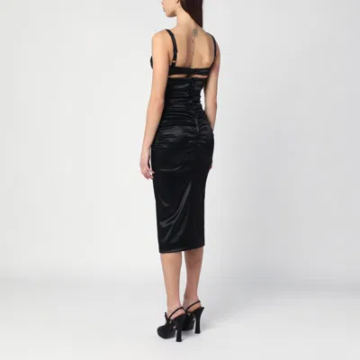 Dolce & Gabbana Jersey Midi Dress With Corset-style Bra Top In Black