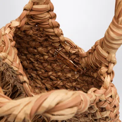 Hibourama Natural Leather And Raffia Fringed Vannifique Bag In Brown