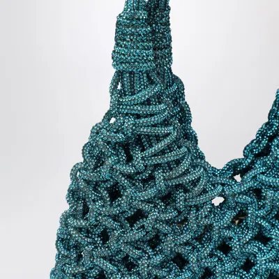 Hibourama Aquamarine Vannifique Small Bag With Crystals In Light Blue