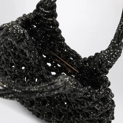 Hibourama Black Vannifique Small Bag With Crystals In Metal