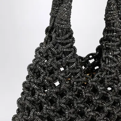 Hibourama Black Vannifique Small Bag With Crystals In Metal