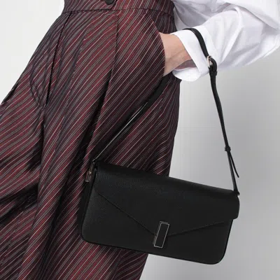 Valextra Iside Flap Leather Shoulder Bag In Black